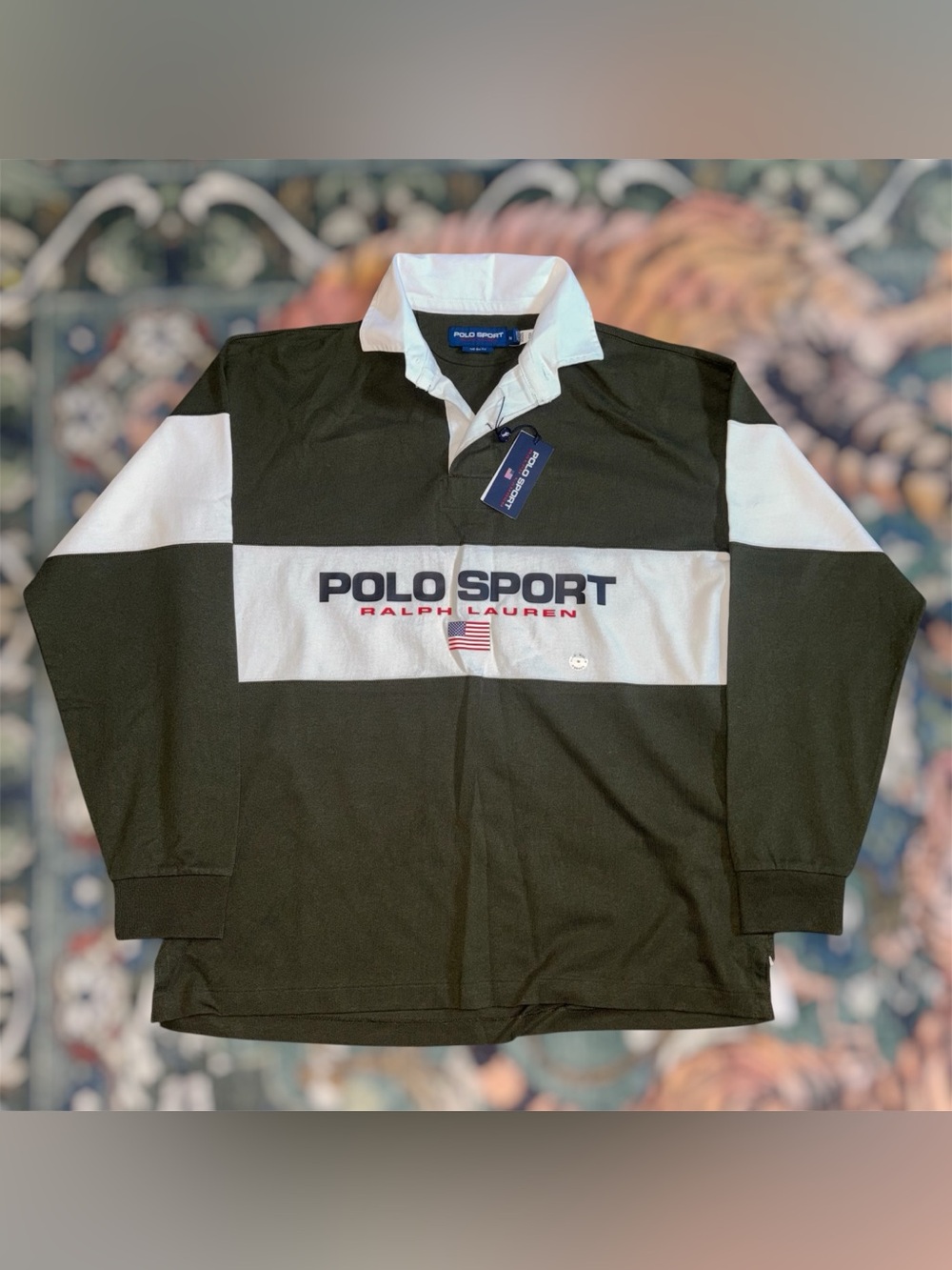 Ralph Lauren Polo Sport Rugby Shirt Flag Graphic Long Sleeve Big Fit NWT Mens M